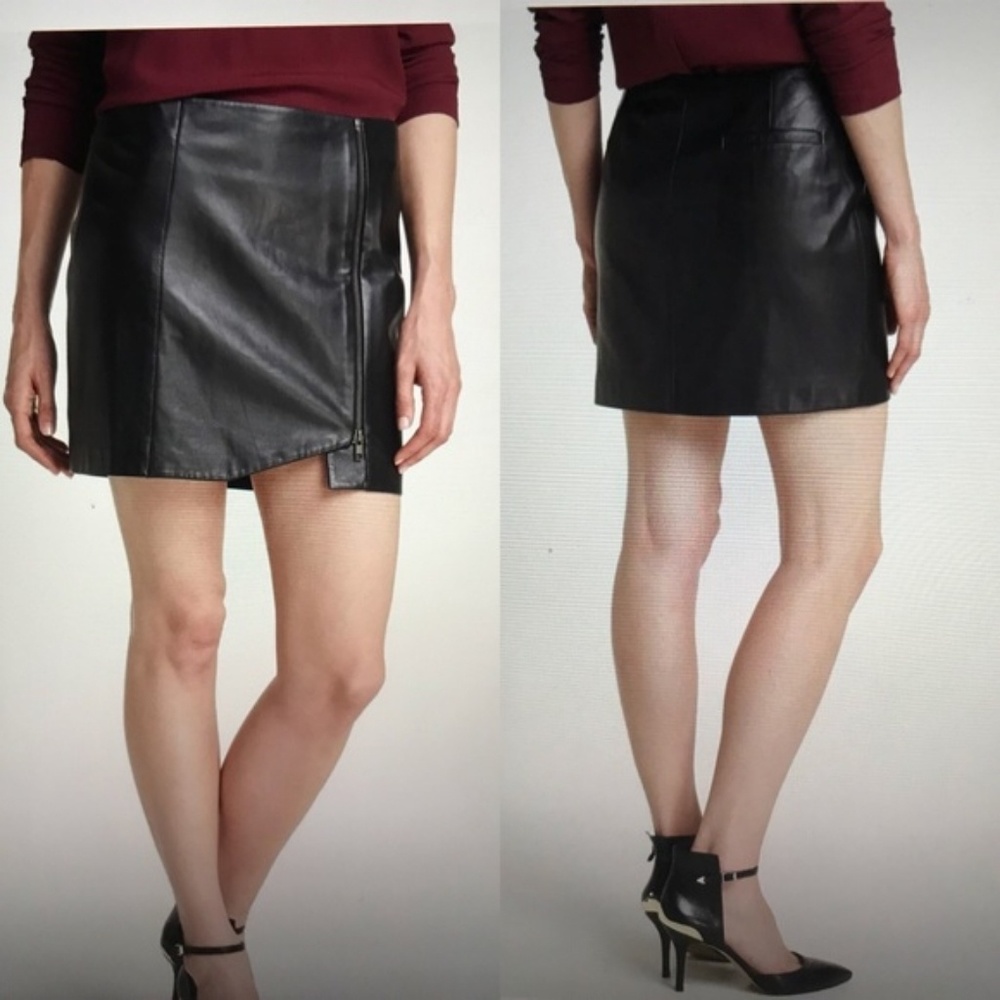 Leith black leather miniskirt